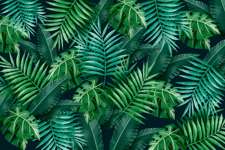 Behang Palm bladeren