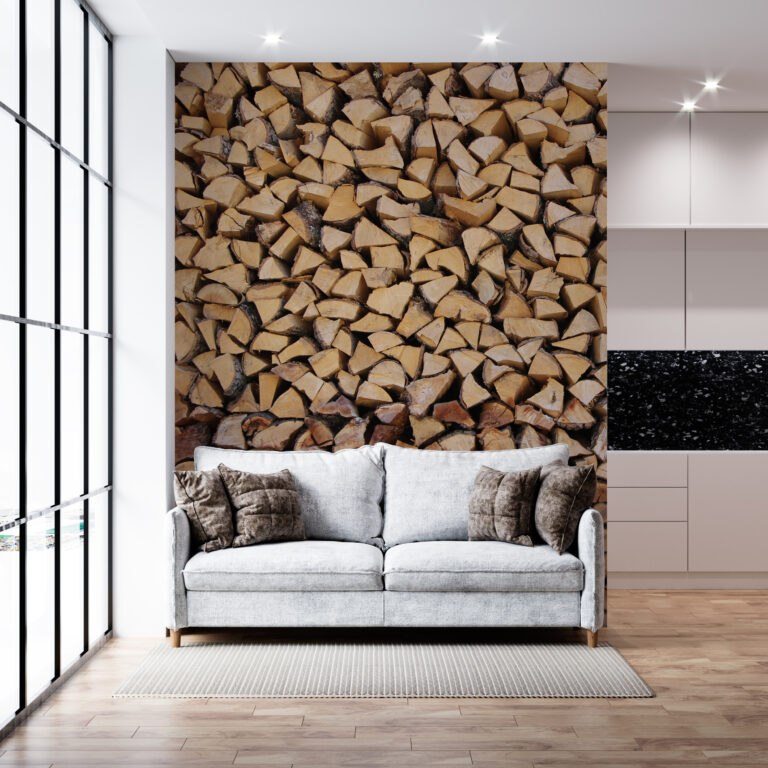 Behang Open haard hout