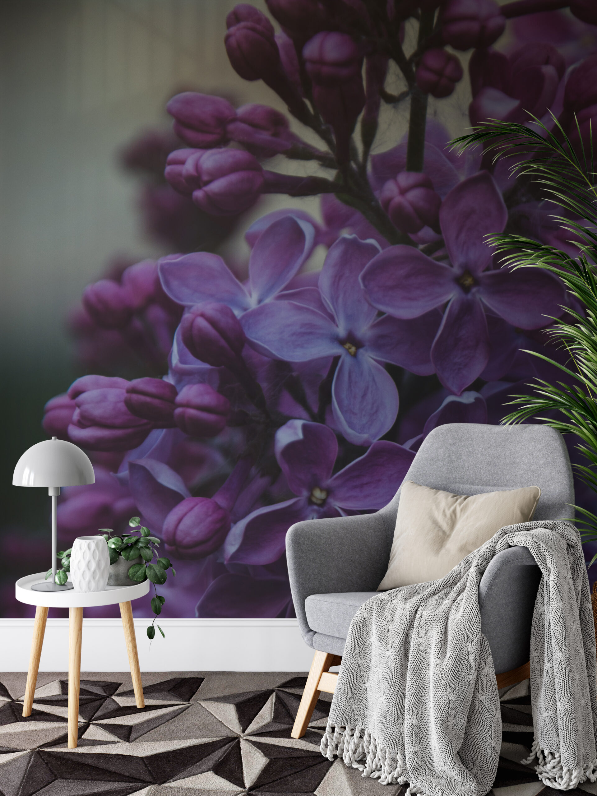 Behang Paarse bloem