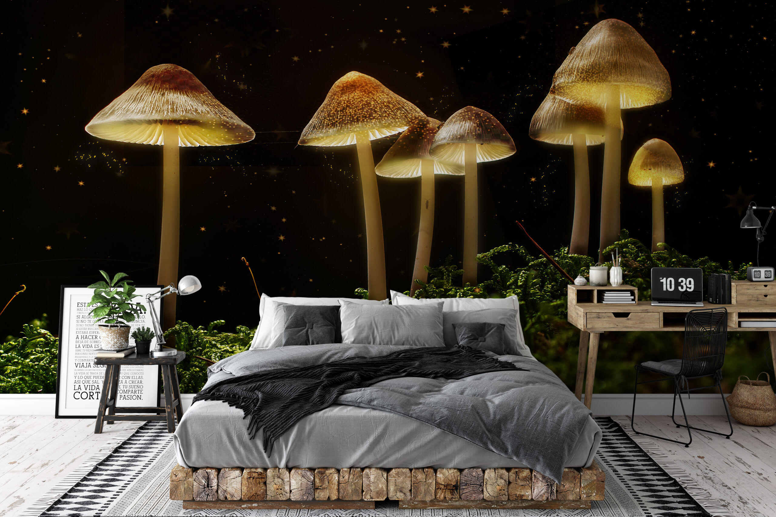 Behang Macro paddenstoelen