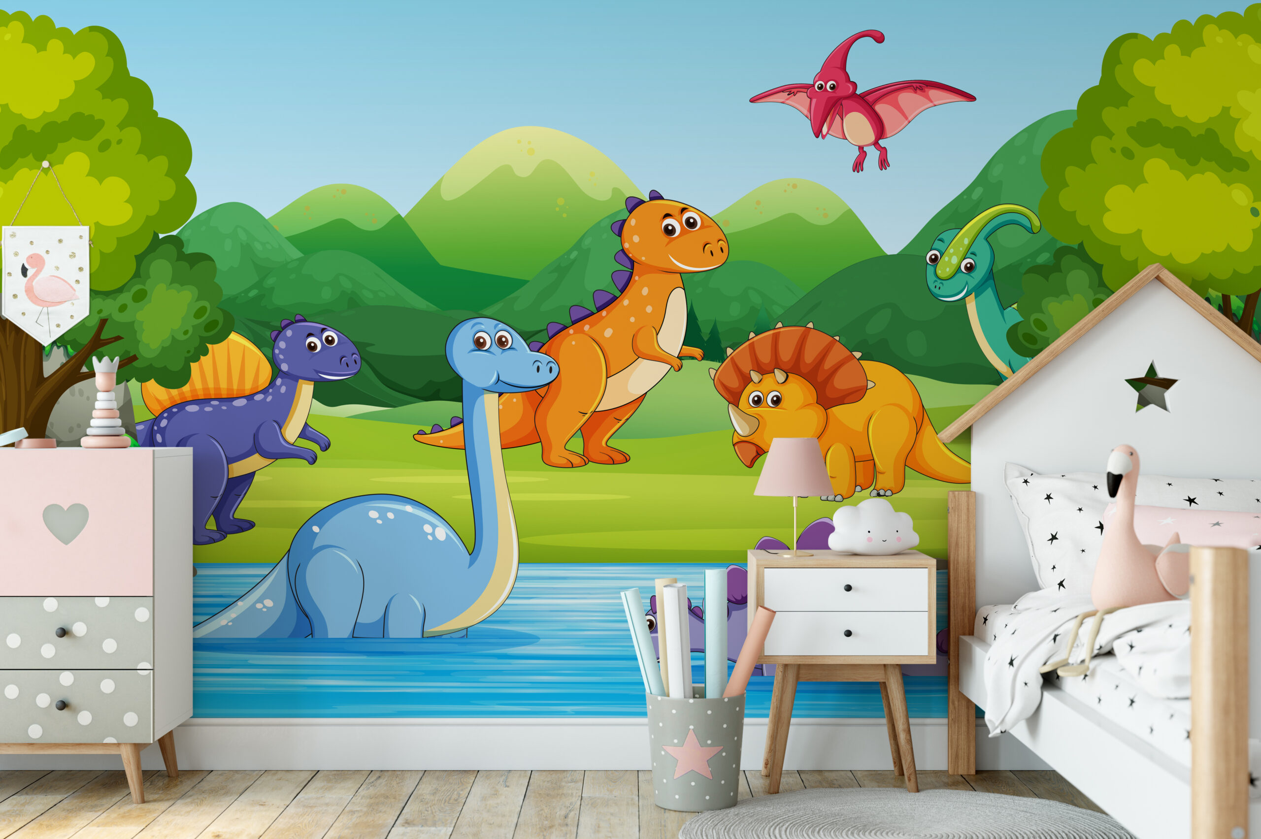 Behang Vrolijke dino's