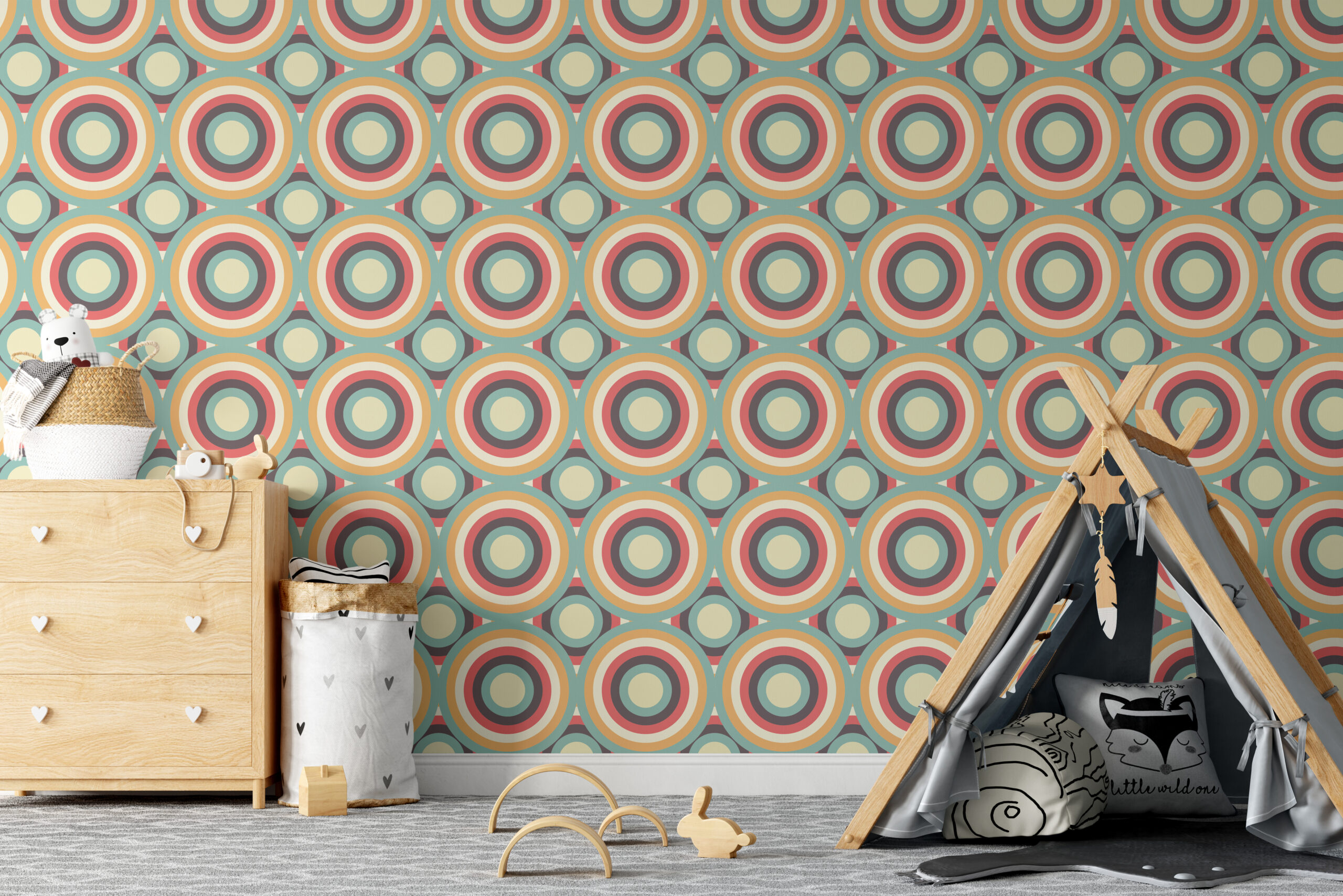 Behang Retro cirkels